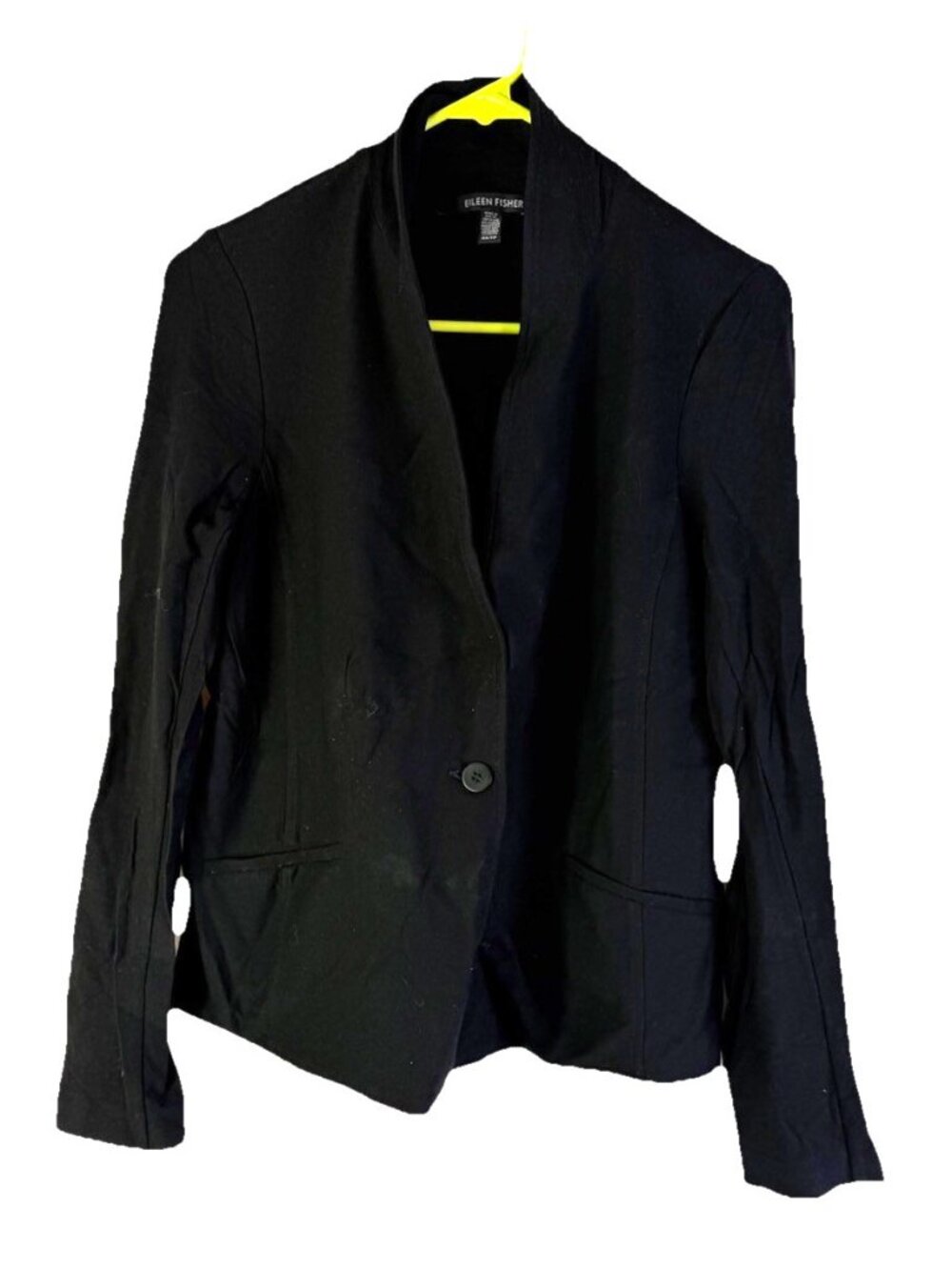 Eileen Fisher Black Slinky Single Button Blazer Jacket Professional